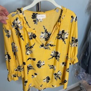 Melloday size large yellow floral blouse